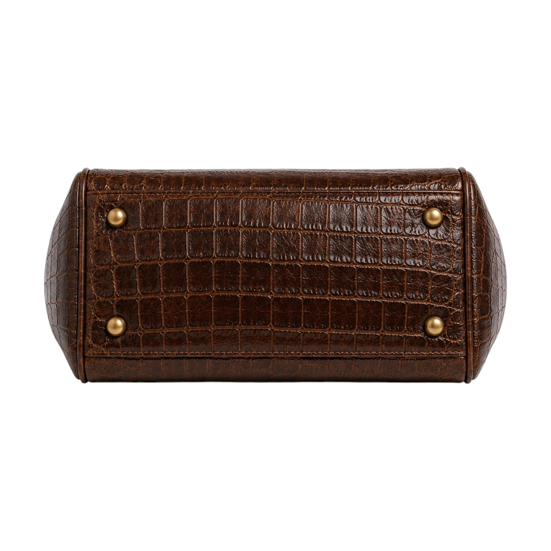 Bagvora Brown Croc Elegance Vintage Handbag