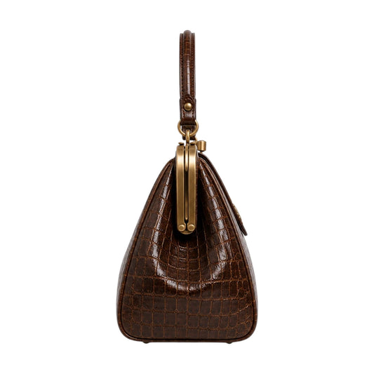 Bagvora Brown Croc Elegance Vintage Handbag