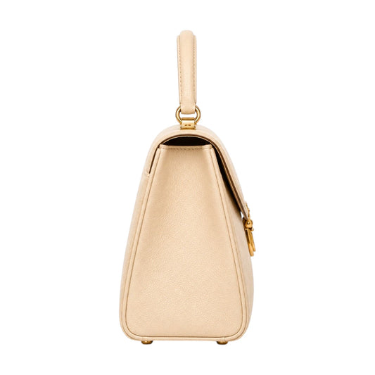 Bagvora Cream Luxe Mini Top Handle Handbag