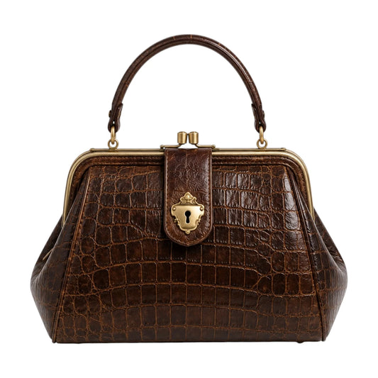 Bagvora Brown Croc Elegance Vintage Handbag