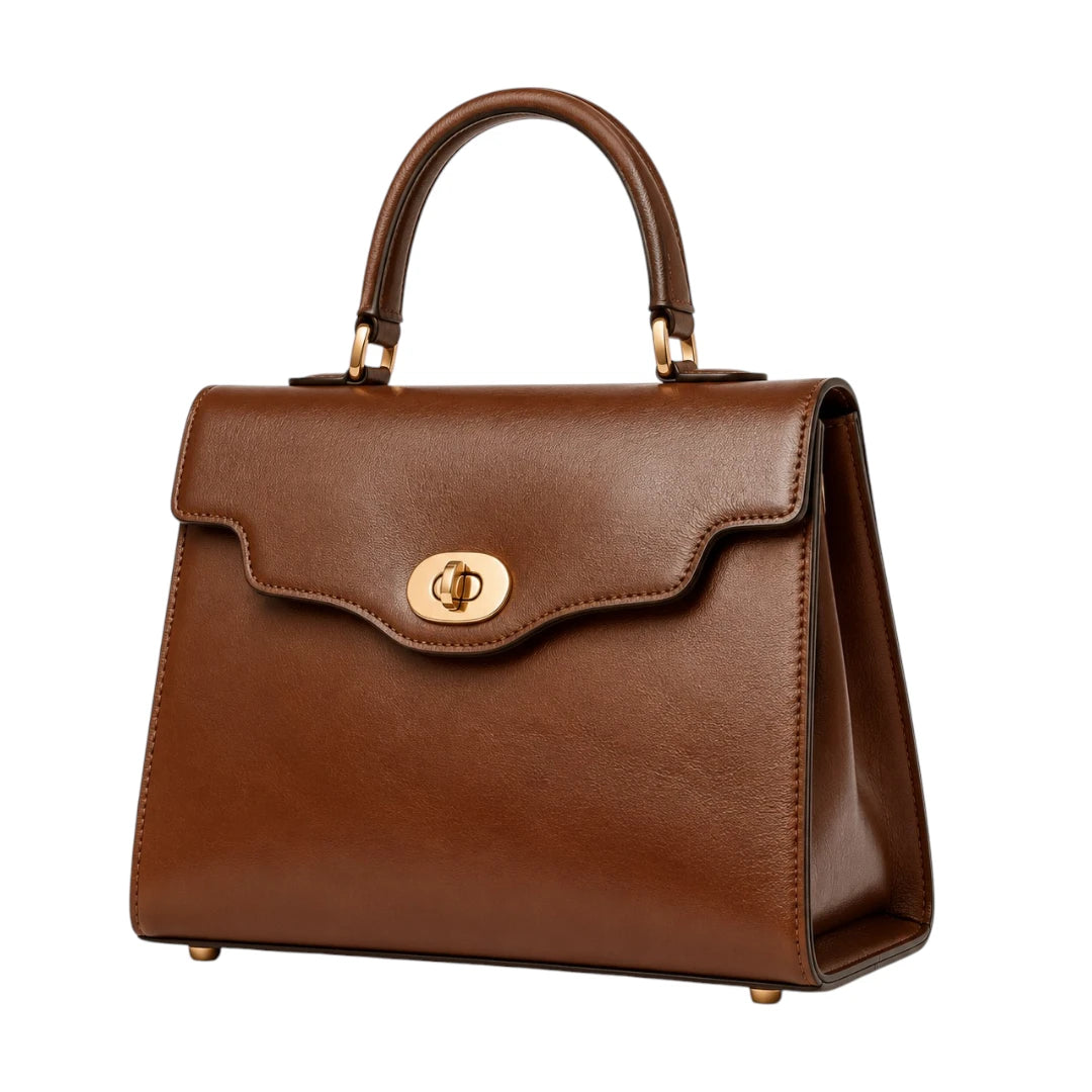 Bagvora Classic Brown Luxe Top Handle Handbag