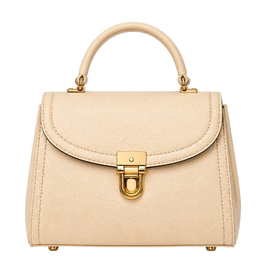 Bagvora Cream Luxe Mini Top Handle Handbag
