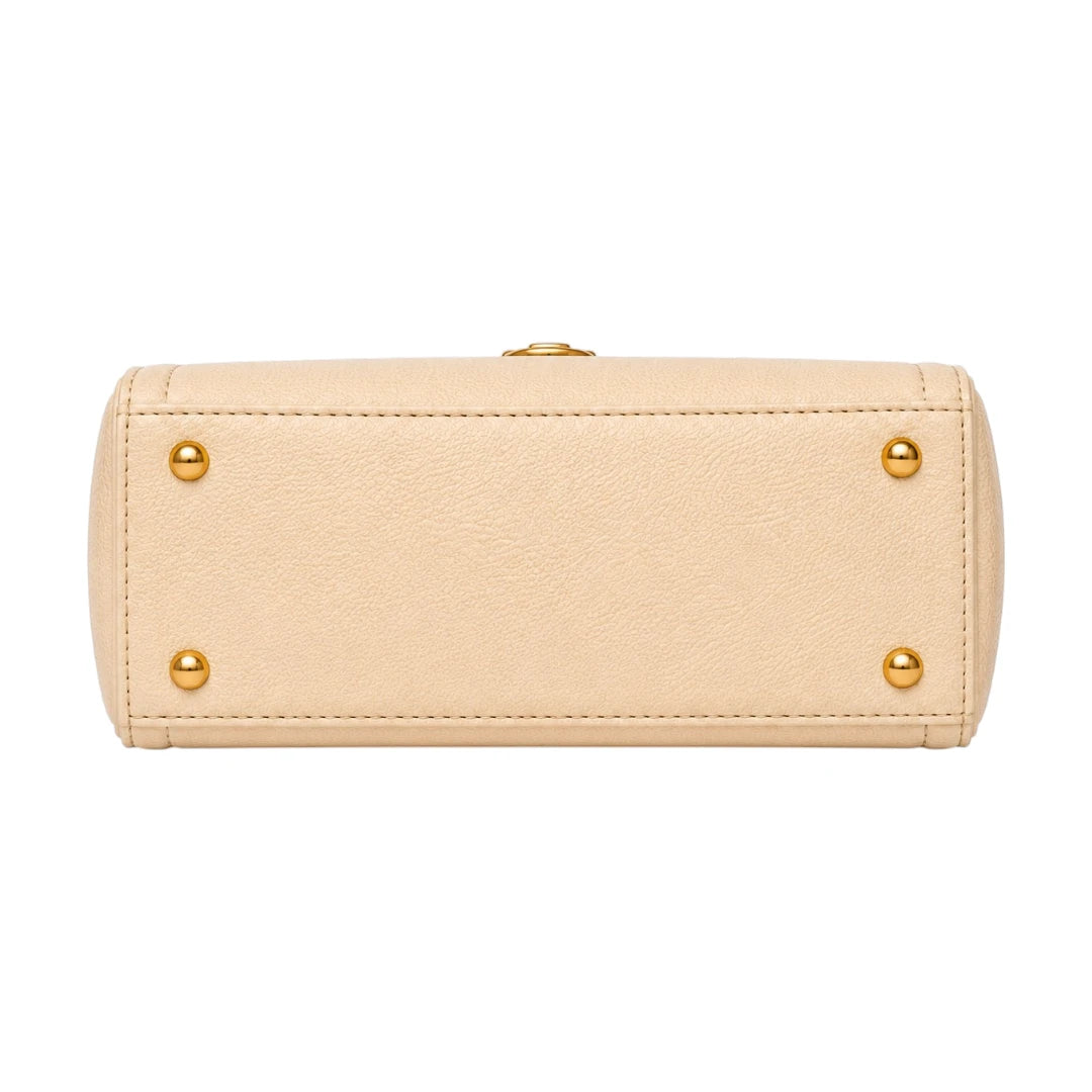Bagvora Cream Luxe Mini Top Handle Handbag