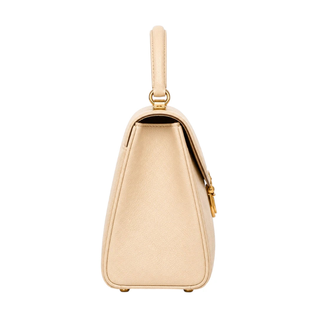 Bagvora Cream Luxe Mini Top Handle Handbag