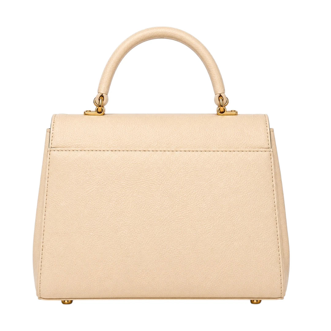 Bagvora Cream Luxe Mini Top Handle Handbag